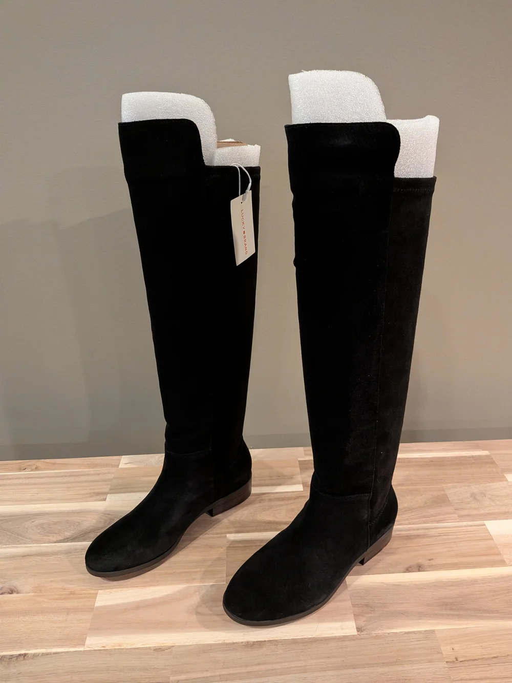 Lucky Brand Calypso Suede Black Wide Calf Women's 5.5 NWT